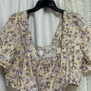 H&M Purple Floral Blouse